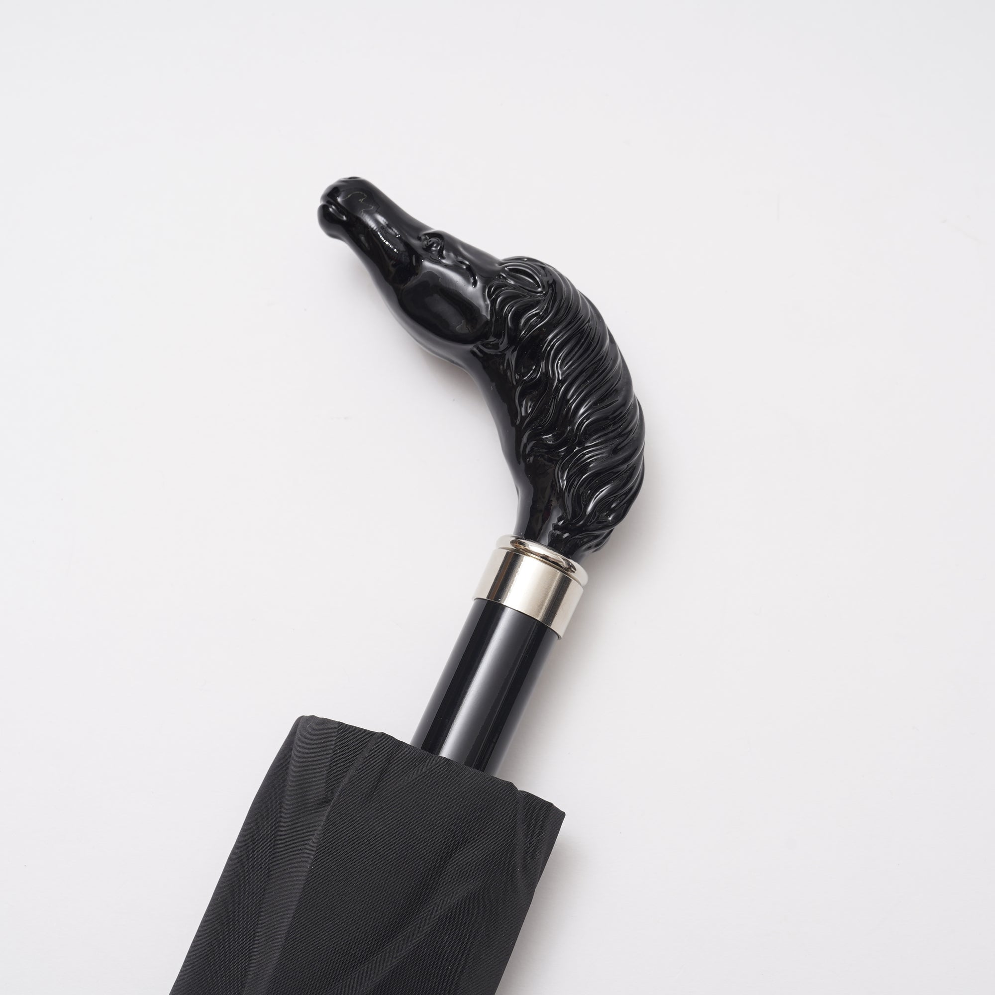 【SHOW&TELL限定】[フォックスアンブレラズ]ブラックアニマルヘッド  晴雨兼用傘 TL18 折りたたみ傘│Fox Umbrellas