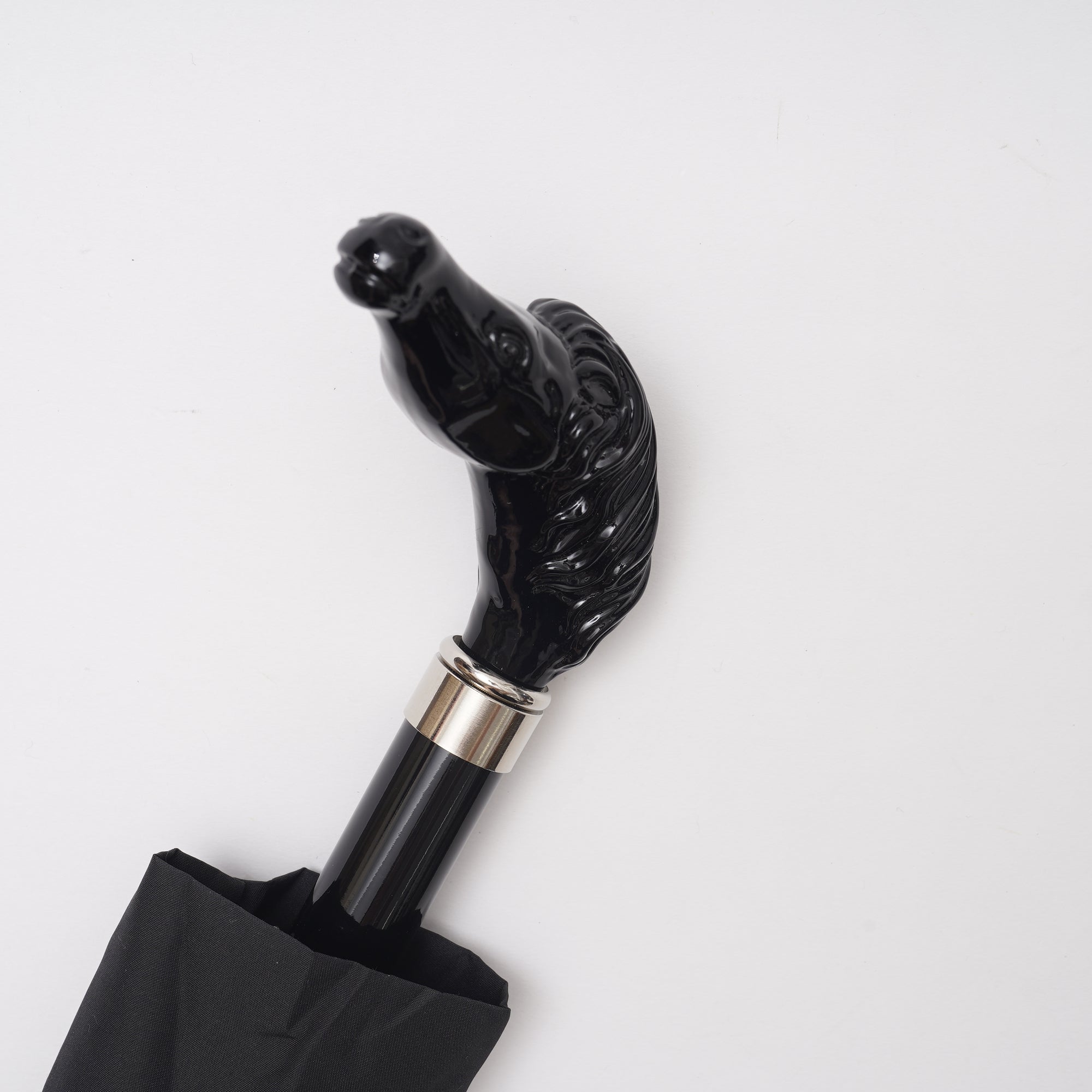 【SHOW&TELL限定】[フォックスアンブレラズ]ブラックアニマルヘッド  晴雨兼用傘 TL18 折りたたみ傘│Fox Umbrellas