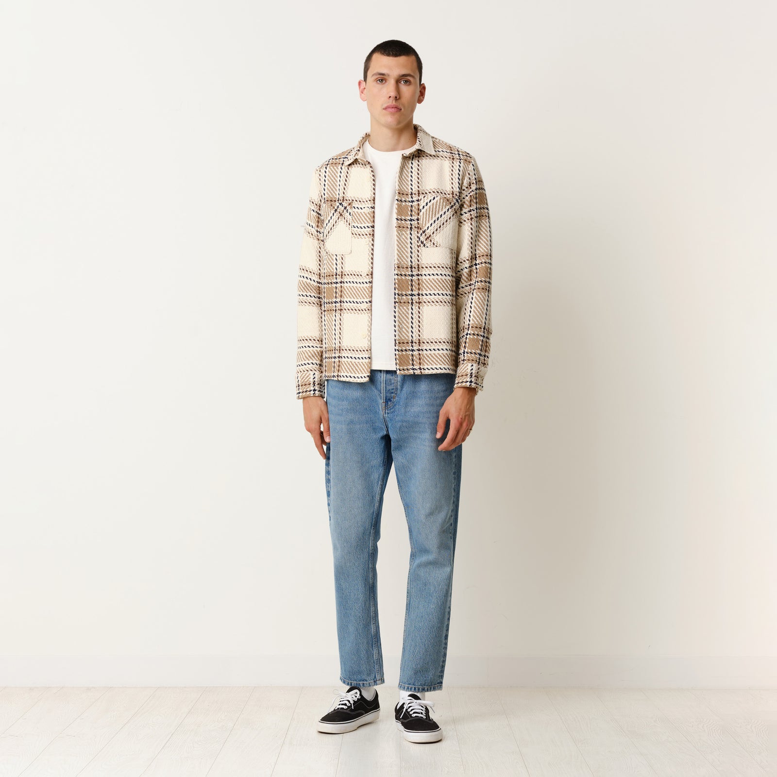 wax london ワックスロンドン EcruBeige オーバーシャツ M 男女兼用 WHオーバーシャツ｜ダグチェック（ECRU/BEIGE）│wax