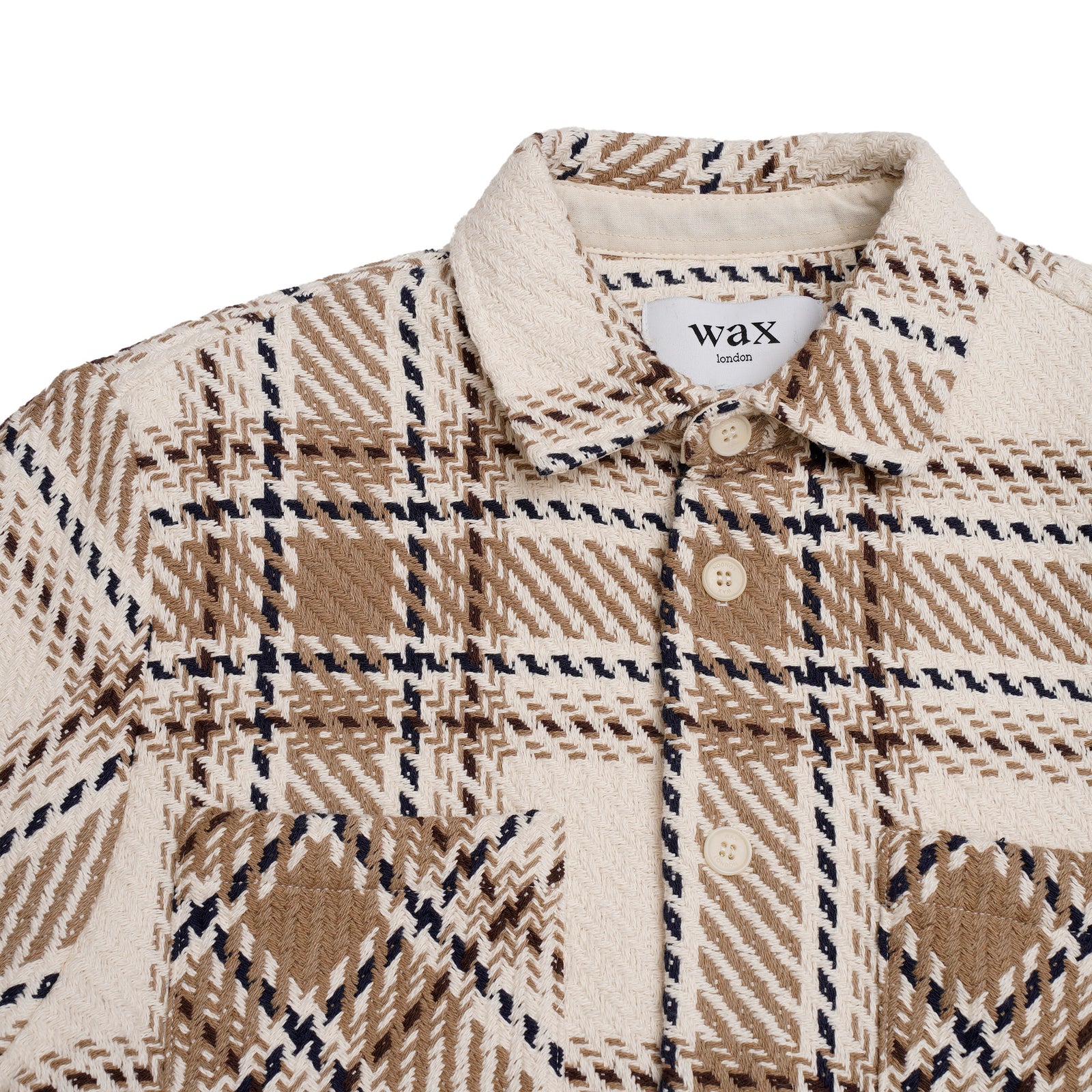 wax london ワックスロンドン EcruBeige オーバーシャツ M 男女兼用 WHオーバーシャツ｜イーデンチェック（BEIGE/ECRU）│wax